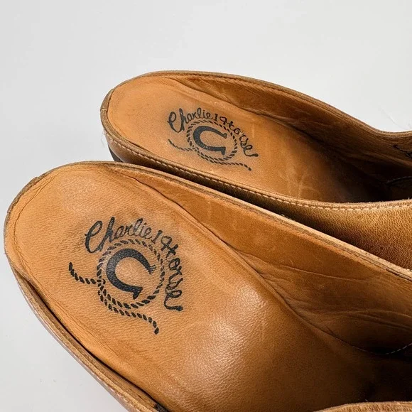 Charlie 1 Horse Brown Leather Mules Distressed Handcrafted Brazil 7B Western - Picture 4 of 13